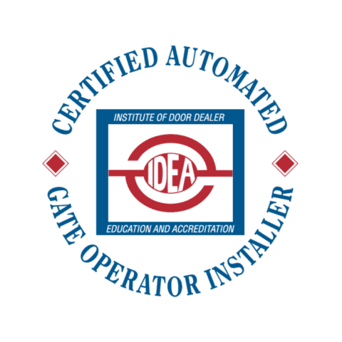 Certified automation gate operator installer badge for Southern Wisconsin and Northern Illinois.
