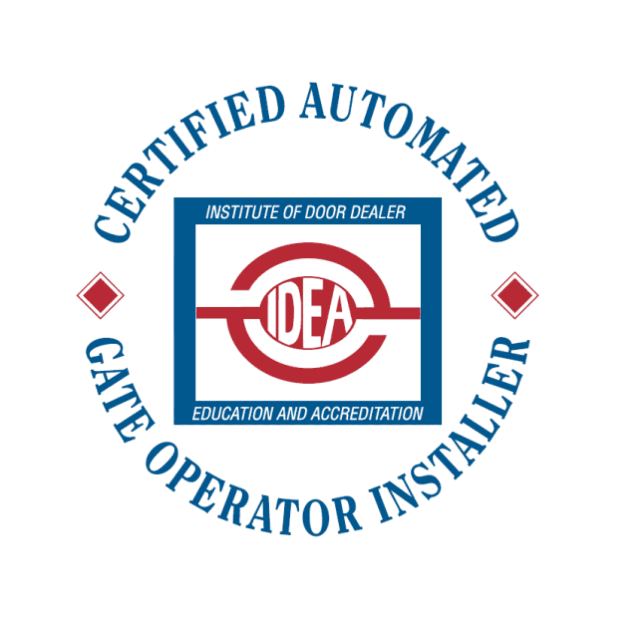 Certified automation gate operator installer badge for Southern Wisconsin and Northern Illinois.