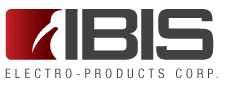 The IBIS Electro-Products Corp. logo featuring bold gray lettering with a red graphic accent on the left side and the full company name displayed in smaller text beneath.