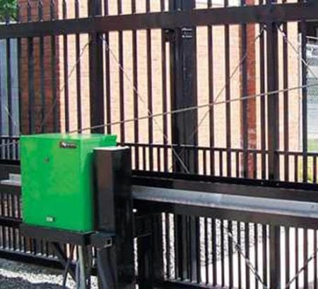 Automated sliding gate opener with durable motor and control panel. Perfect for residential and comm.