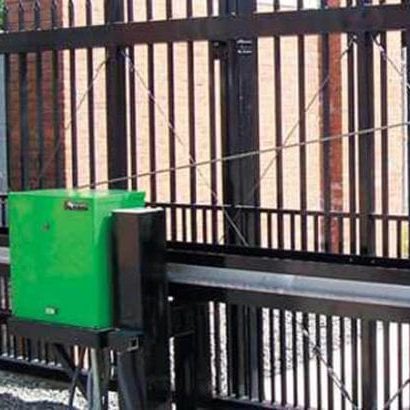 Automated sliding gate opener with durable motor and control panel. Perfect for residential and comm.